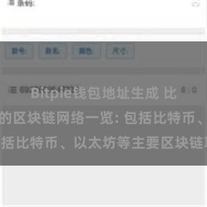 Bitpie钱包地址生成 比特派钱包支持的区块链网络一览: 包括比特币、以太坊等主要区块链项目