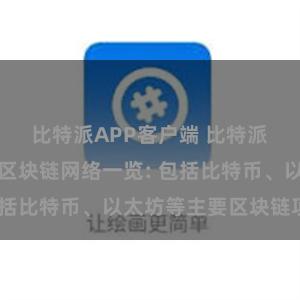 比特派APP客户端 比特派钱包支持的区块链网络一览: 包括比特币、以太坊等主要区块链项目