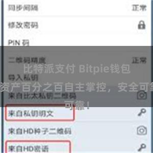 比特派支付 Bitpie钱包：资产百分之百自主掌控，安全可靠！